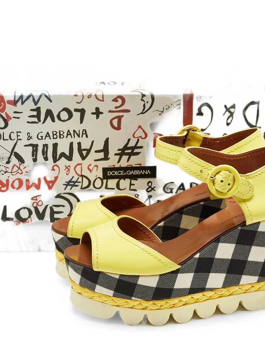 gingham wedge sandals 10