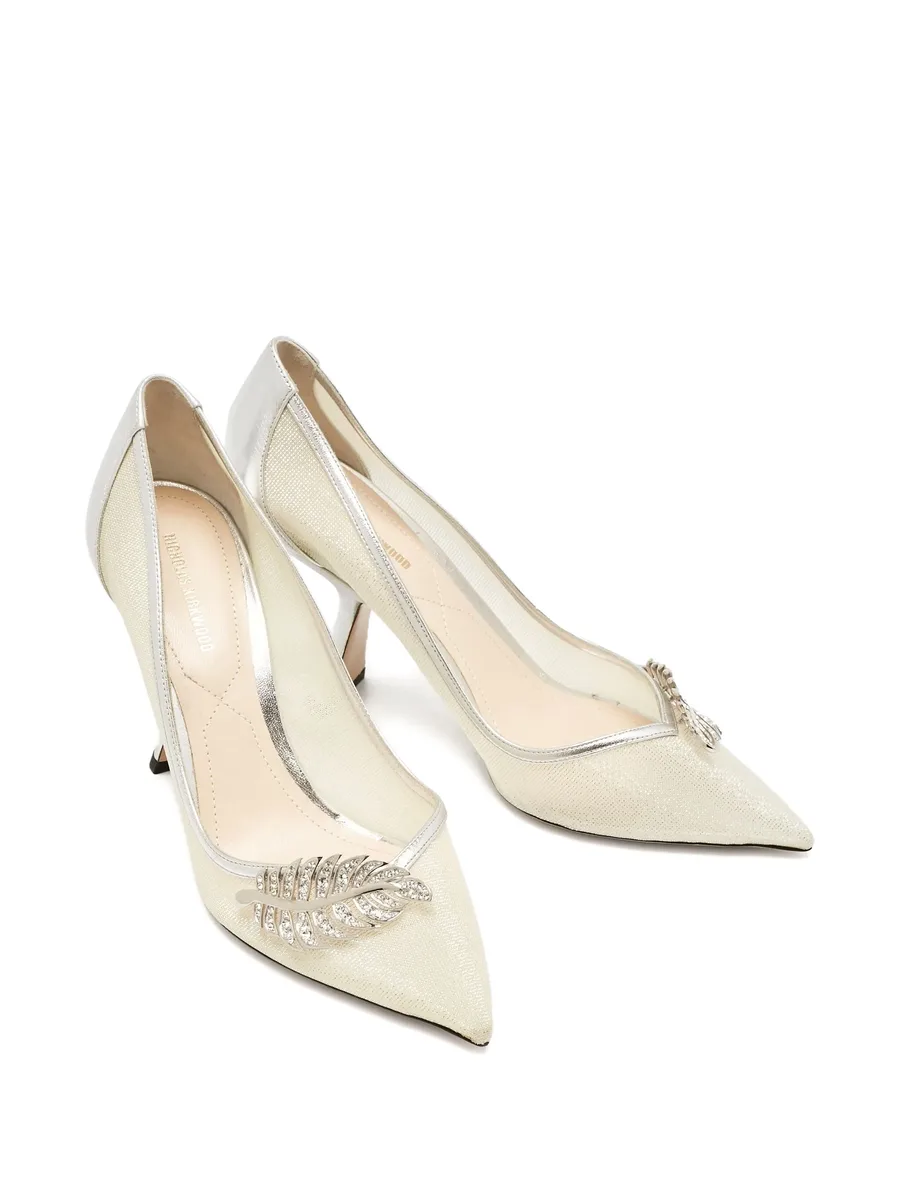 pre-owned 100mm leaf-detail pumps 3