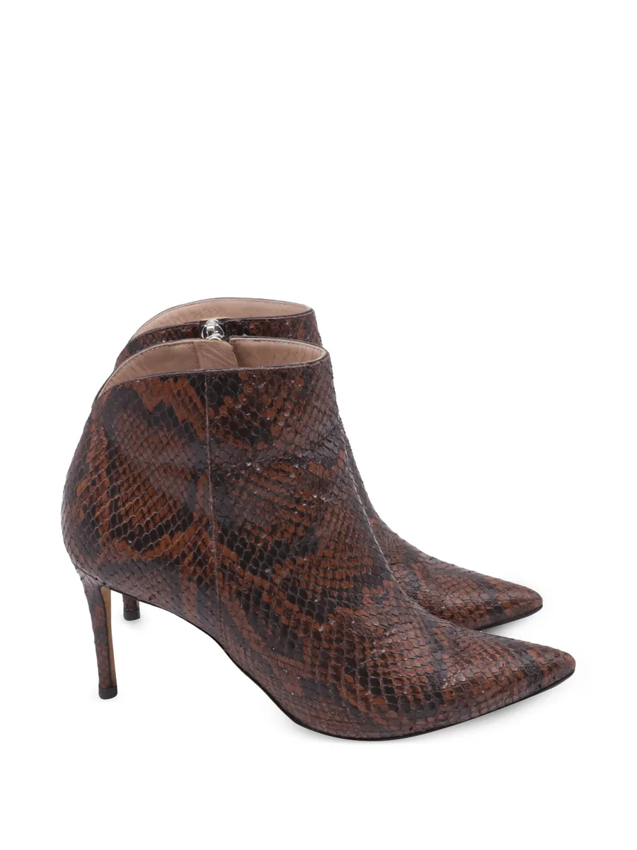 snakeskin-effect leather ankle boots 1