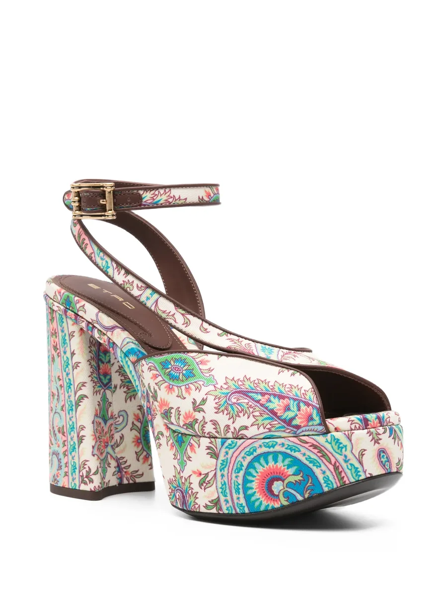 Paisley-pattern platform-heel sandals 3