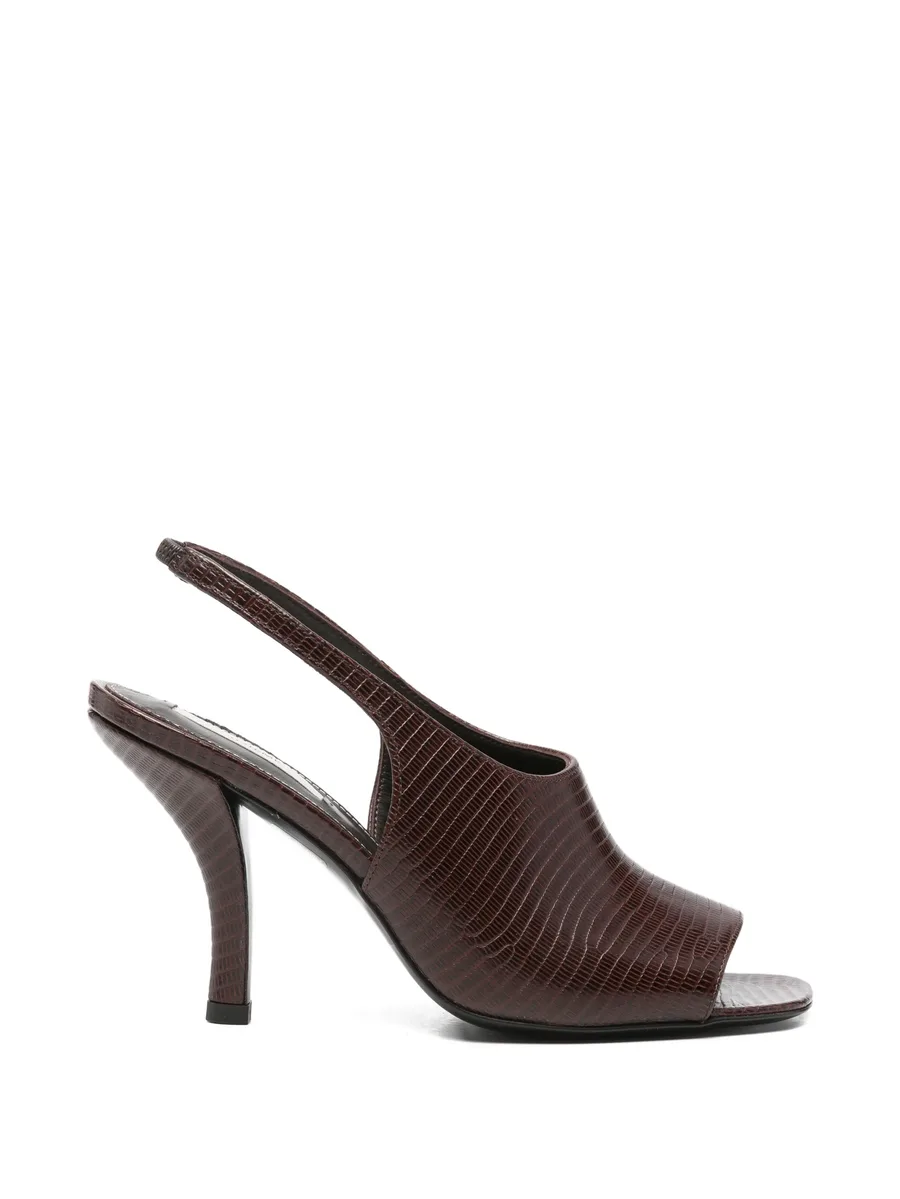 lizard-embossed slingback sandals 1