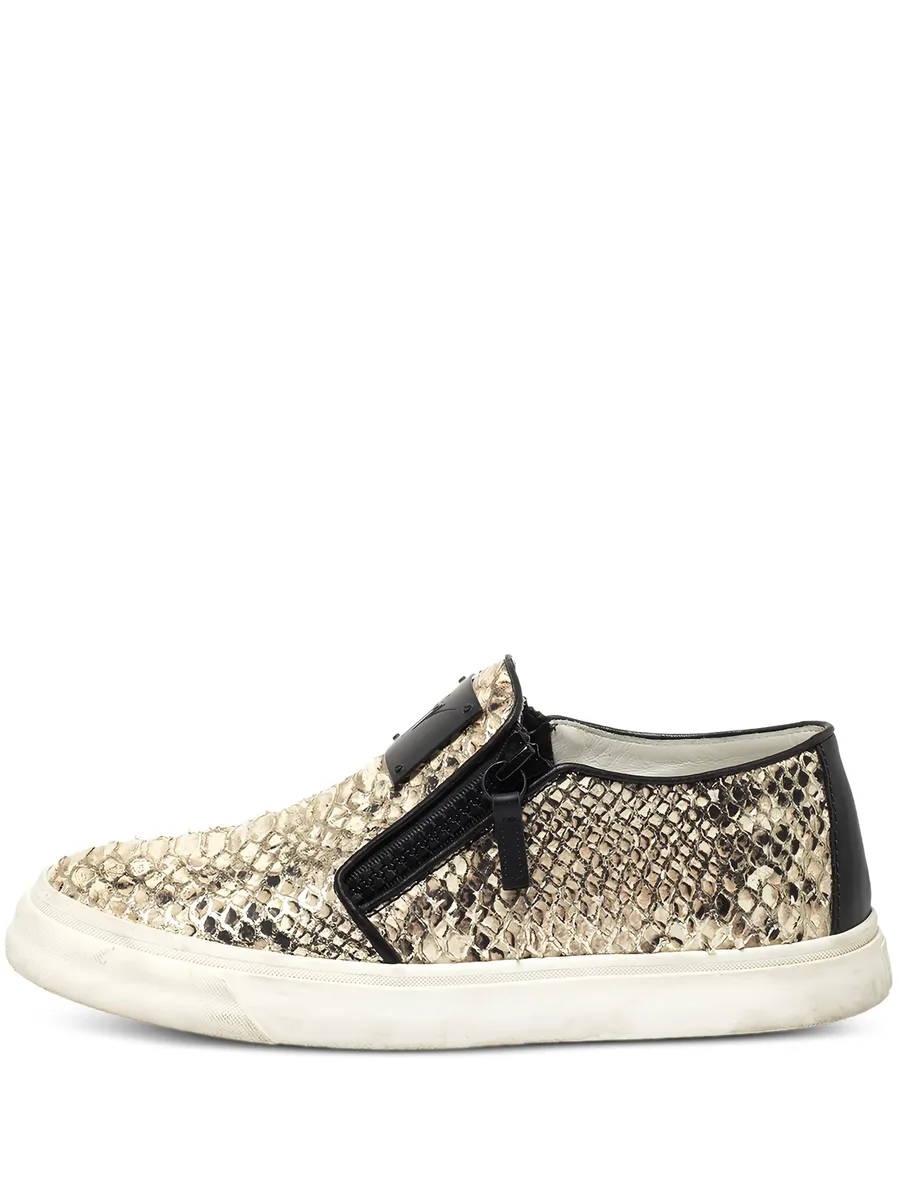 python leather zipper sneakers 1