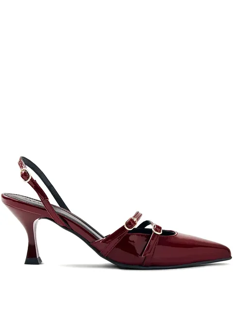 75mm leather heeled pumps