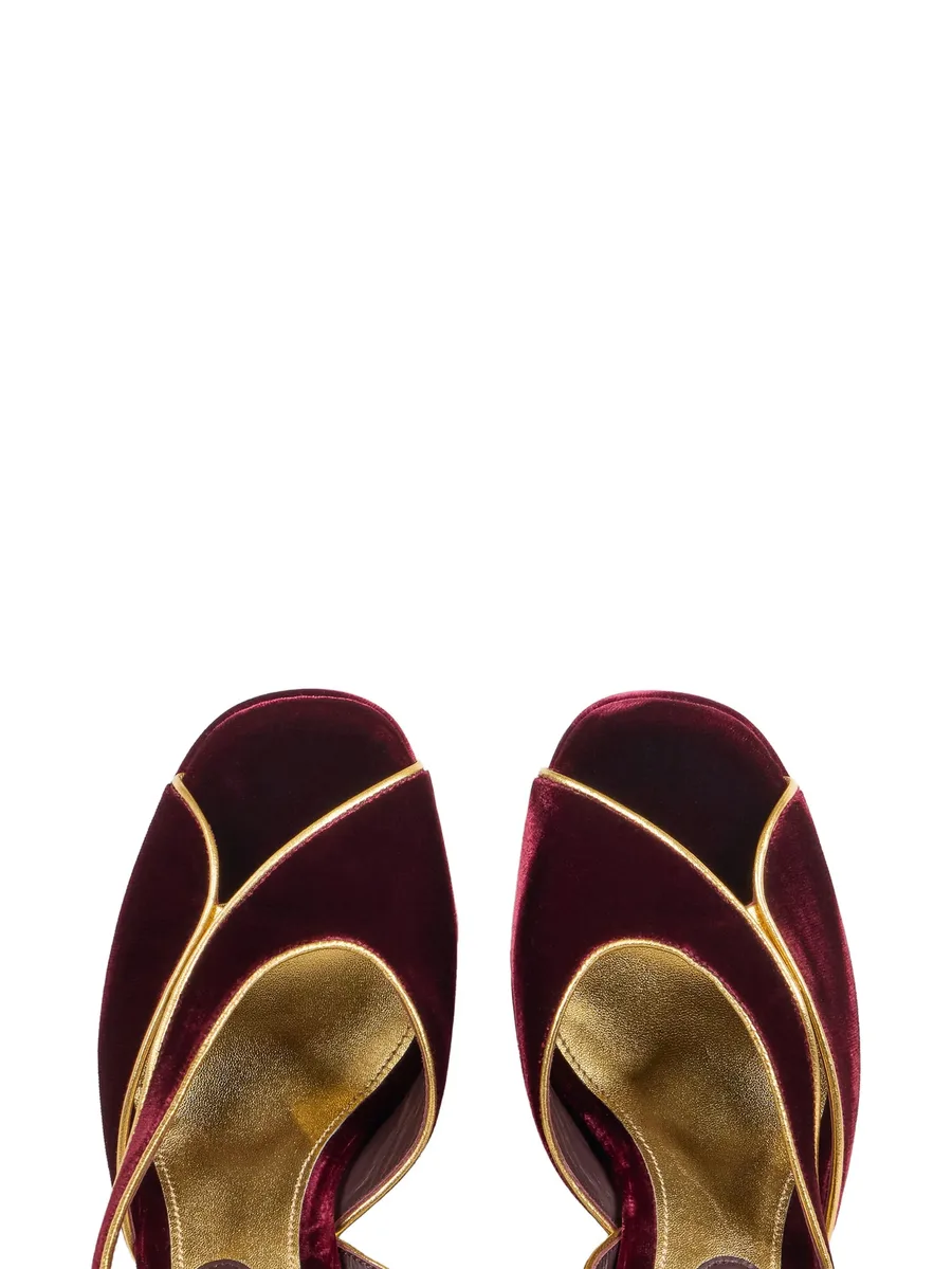 velvet metallic-trim platform sandals 5