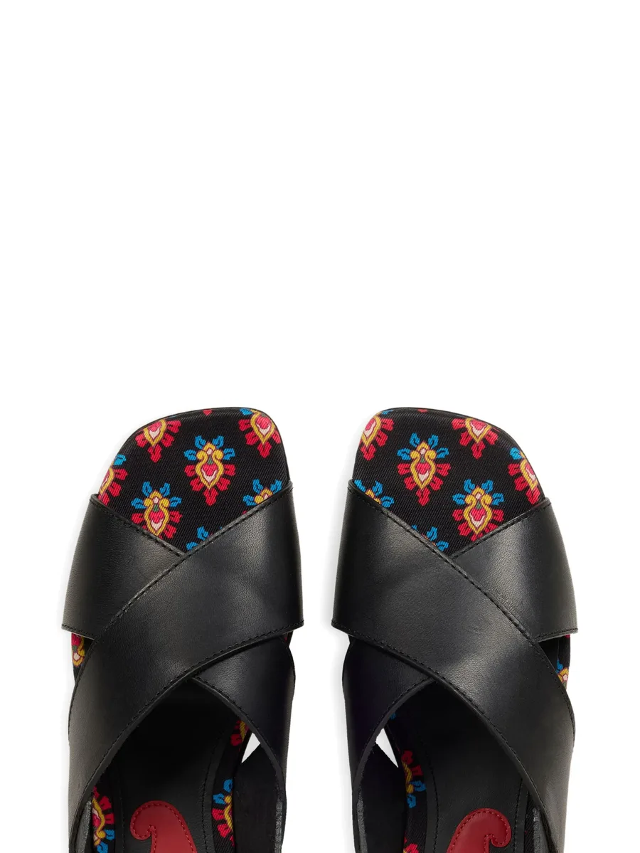 low leather sandals with crossover detail 6