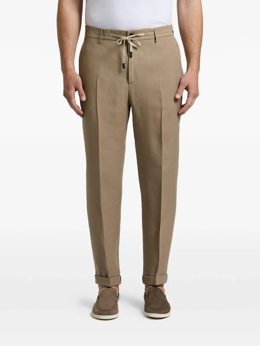 drawstring-waistband pressed-crease trousers 3