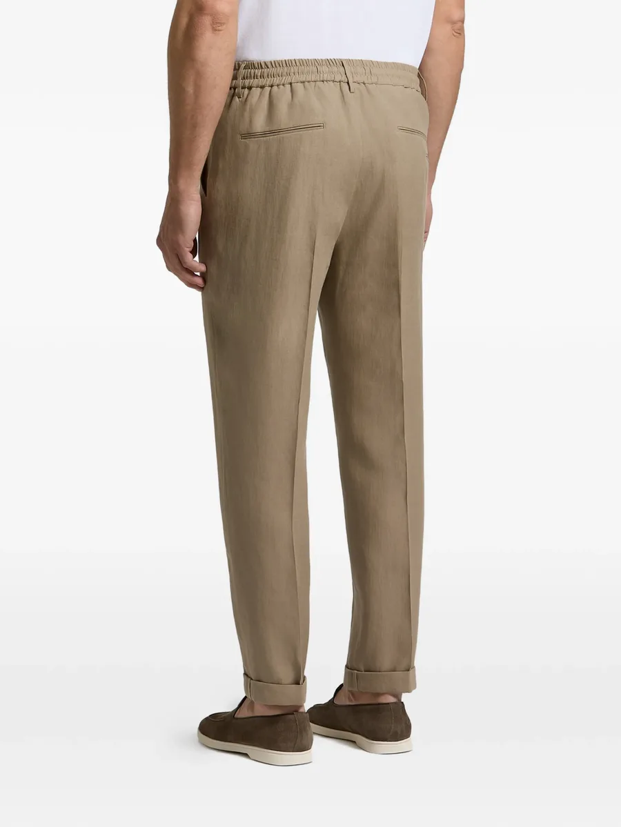 drawstring-waistband pressed-crease trousers 6