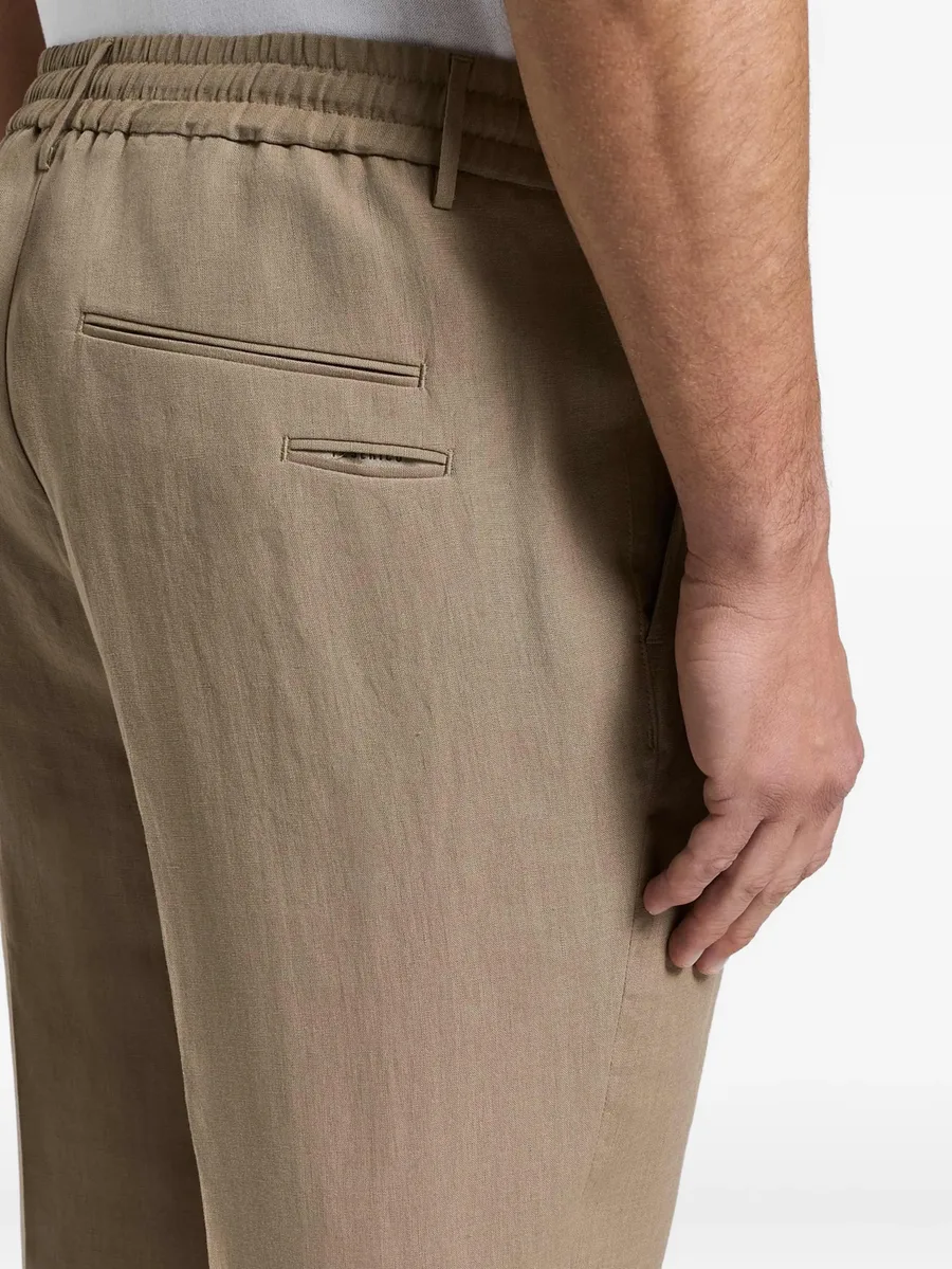 drawstring-waistband pressed-crease trousers 7