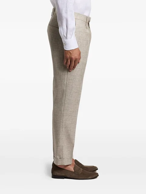 checked pleated trousers