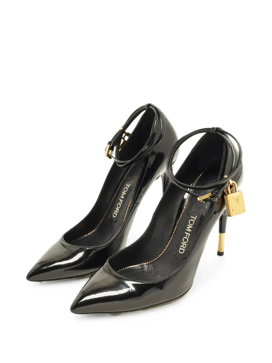 Padlock pointed-toe heeled pumps 3