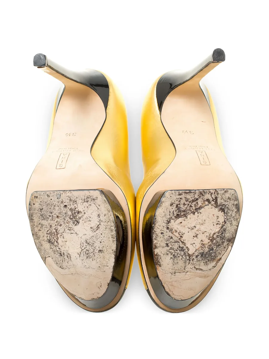 125mm leather heeled pumps 9