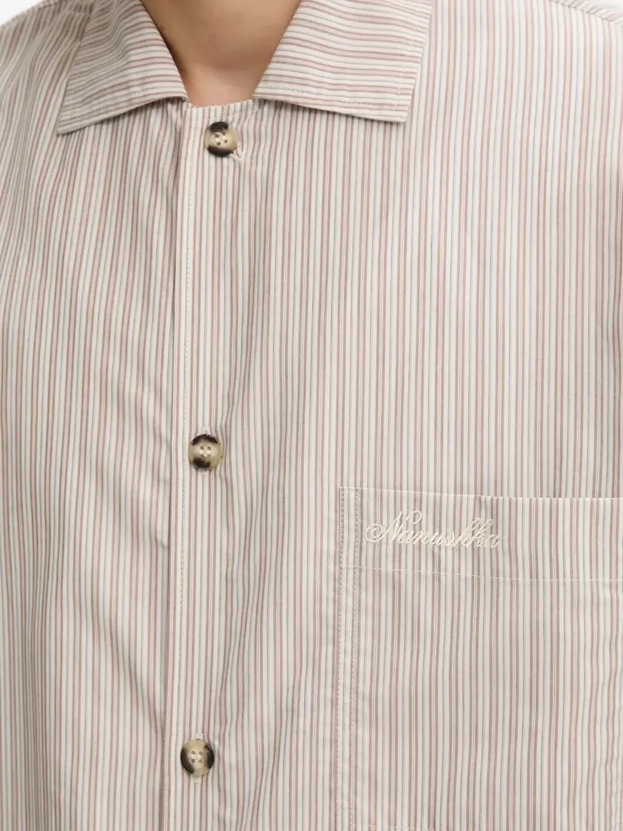 striped logo-embroidered shirt 7