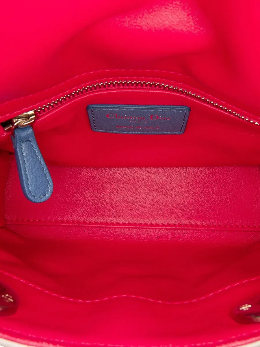 маленькая трехцветная сумка-сэтчел Cannage Lady Dior Tricolor (2014 год) 9