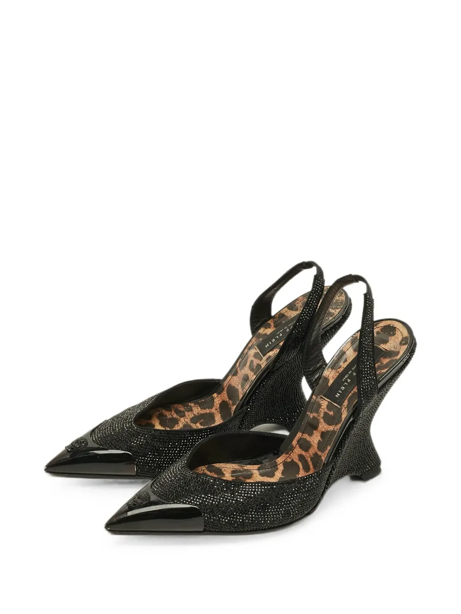 Decollete crystal-embellished slingback heeled pumps 5
