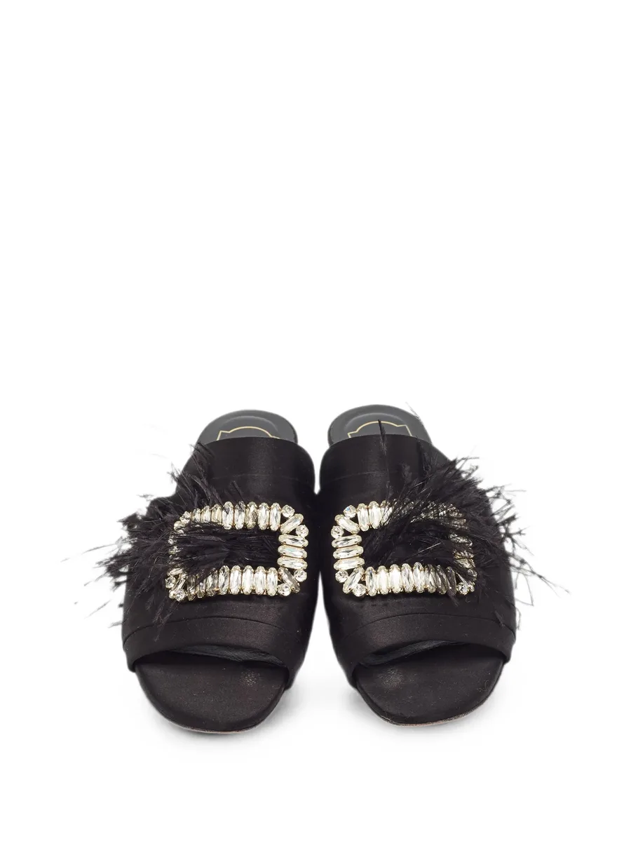 crystal-embellished feather-trim slides 7