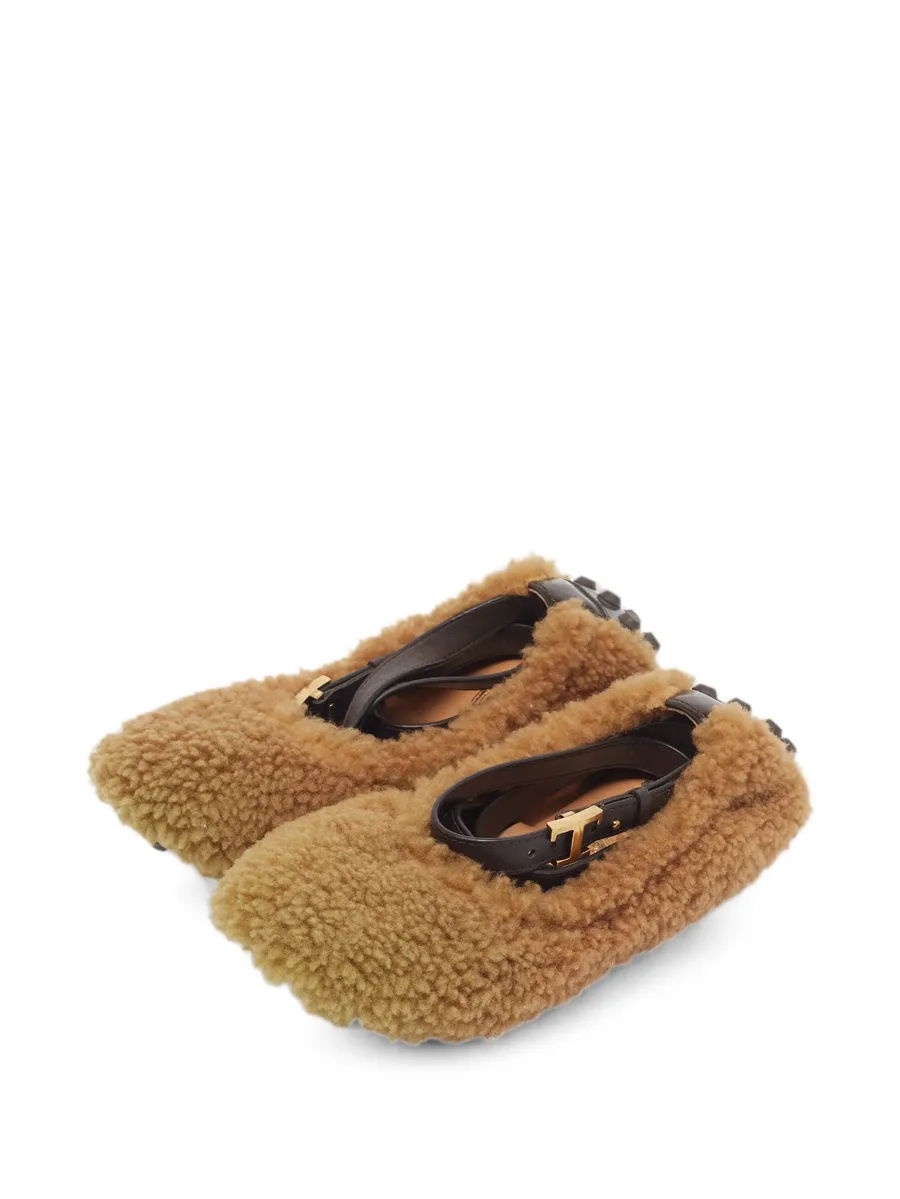 shearling ankle-strap ballet flats 4