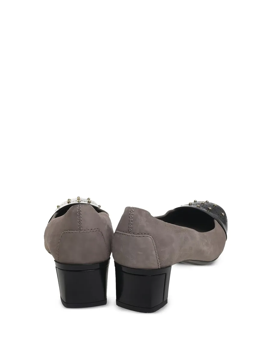 50mm studded cap-toe block-heel pumps 5