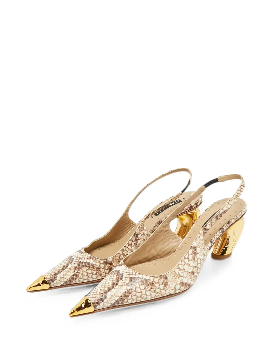 python-embossed leather pumps 4