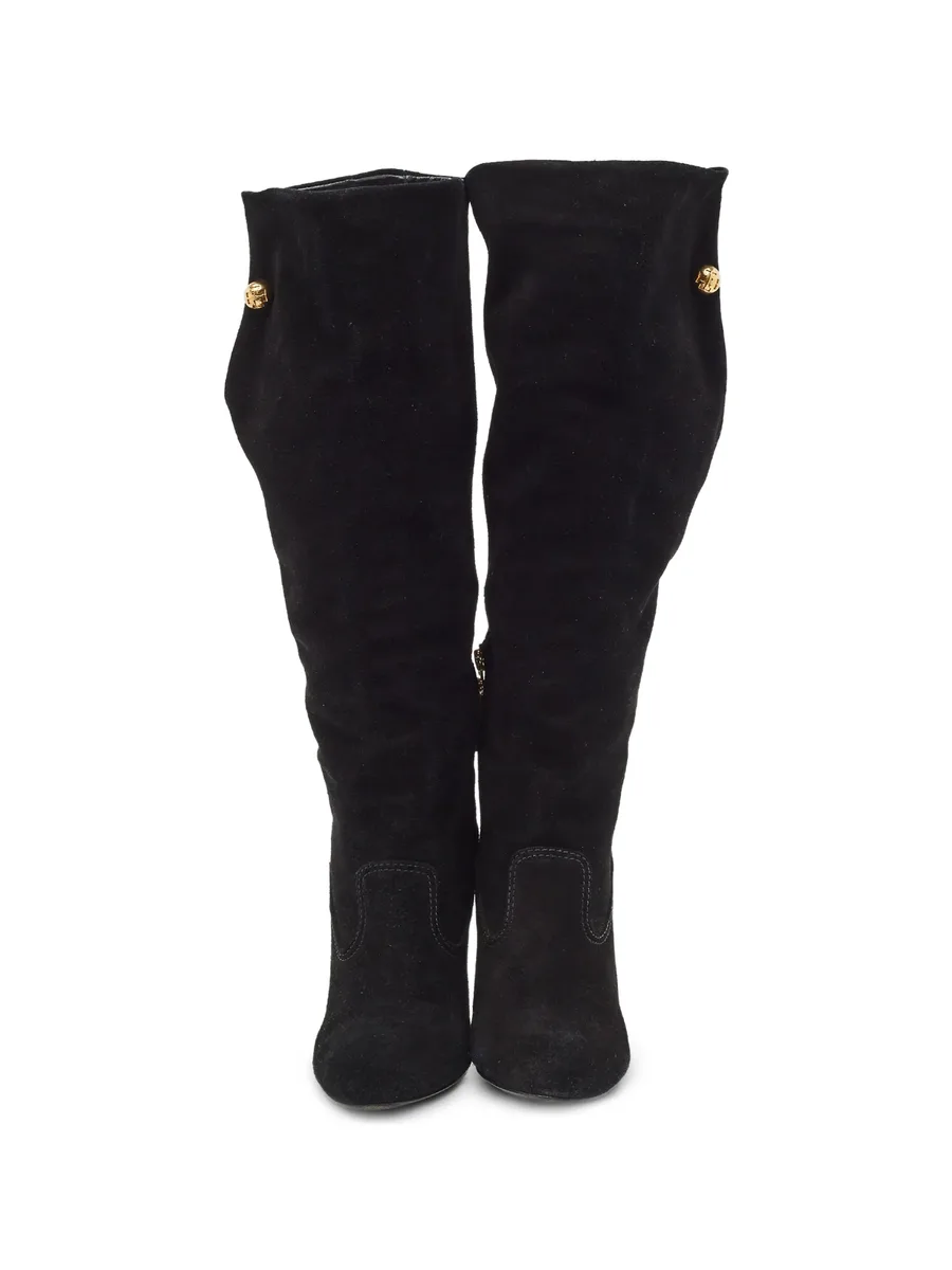 button-detail suede knee-length boots 7