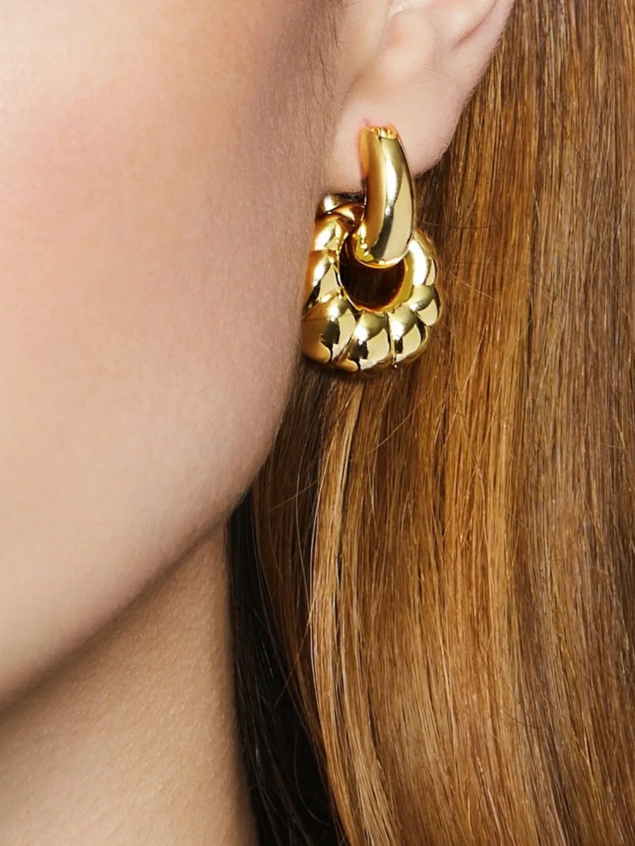 18K yellow gold double hoop earrings 5