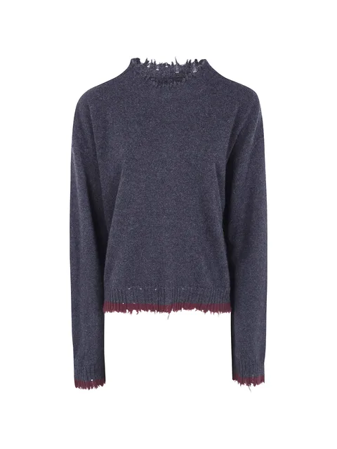 distressed-effect cashmere sweater