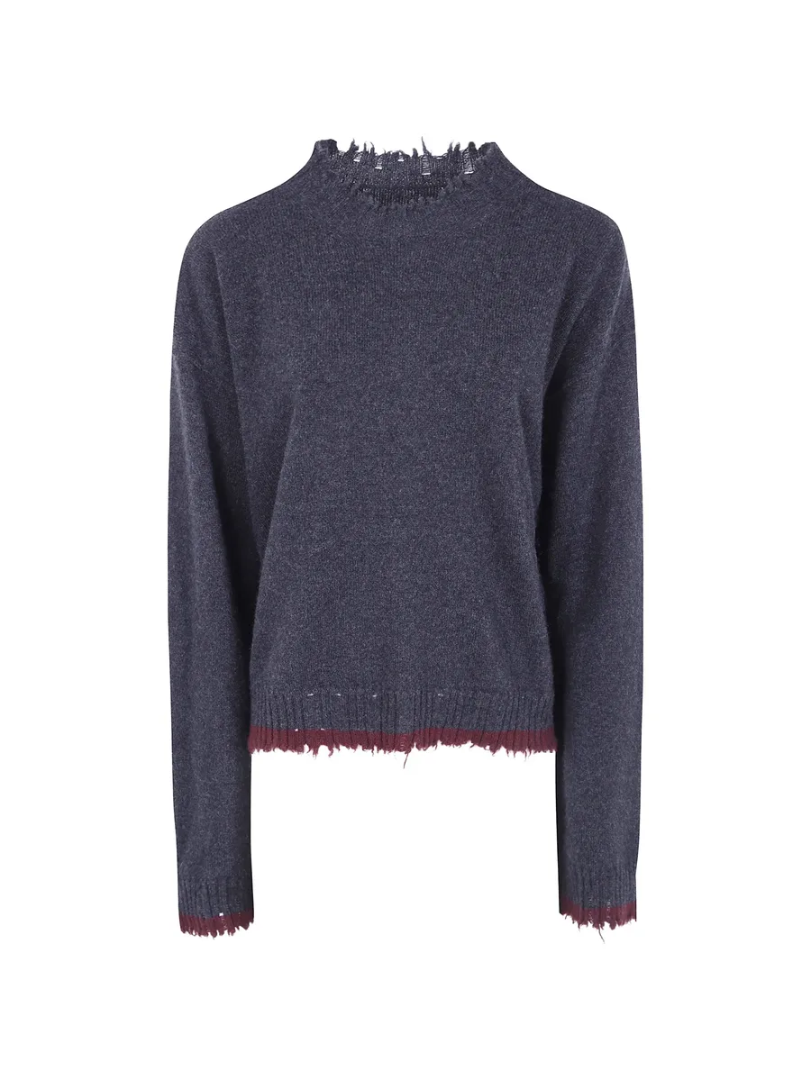 distressed-effect cashmere sweater 1