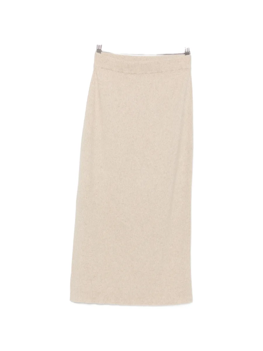 ribbed-knit side-slit midi skirt 1
