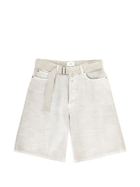belted denim shorts
