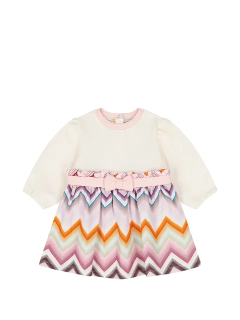 zigzag-print bow-detail dress