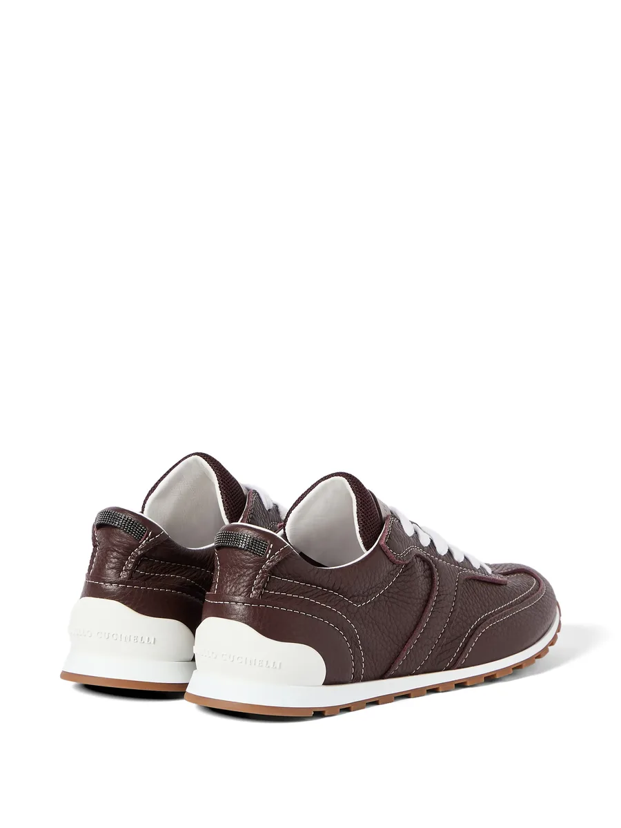 grained soft leather runners with shiny loops 5