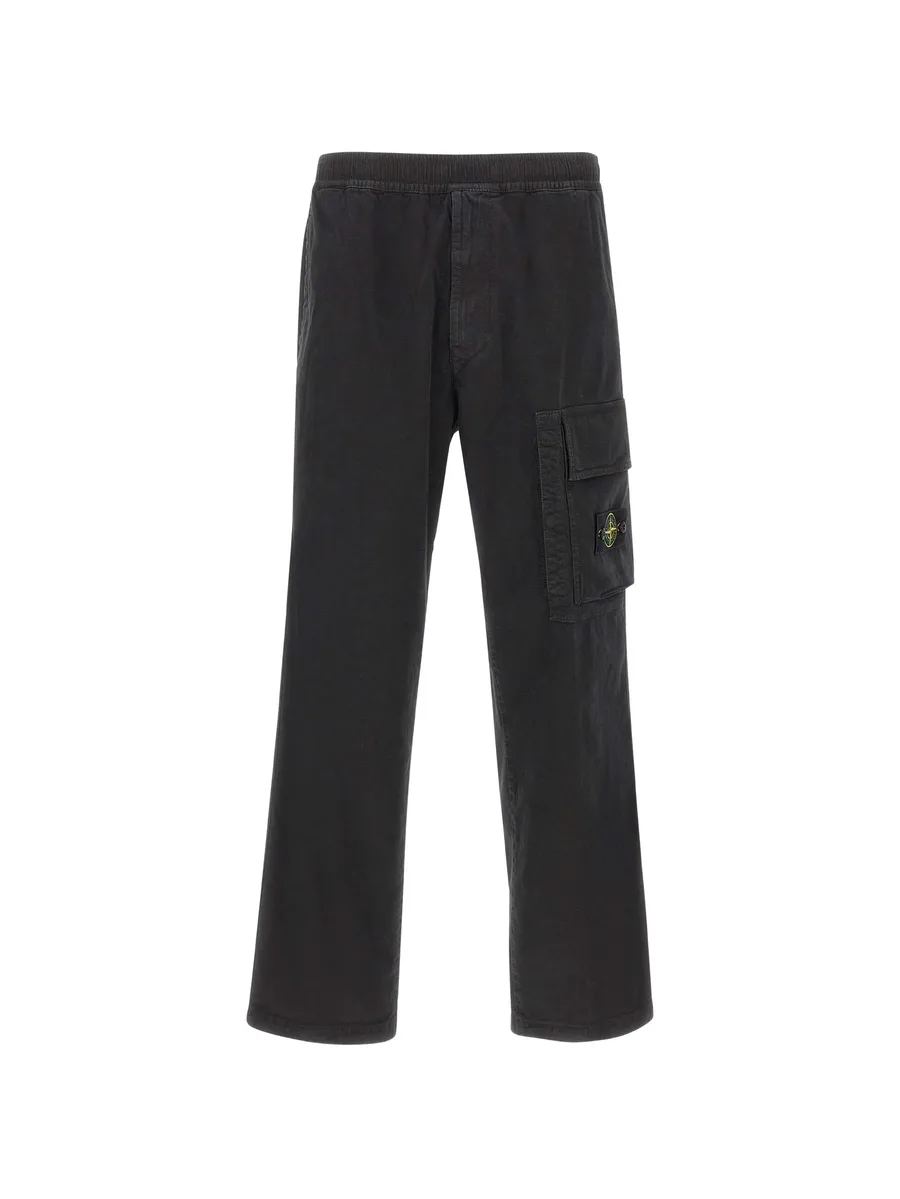 3100036 stretch-organic-broken-twill-cotton old-effect loose-fit- joggers with drawstring cuffs 1
