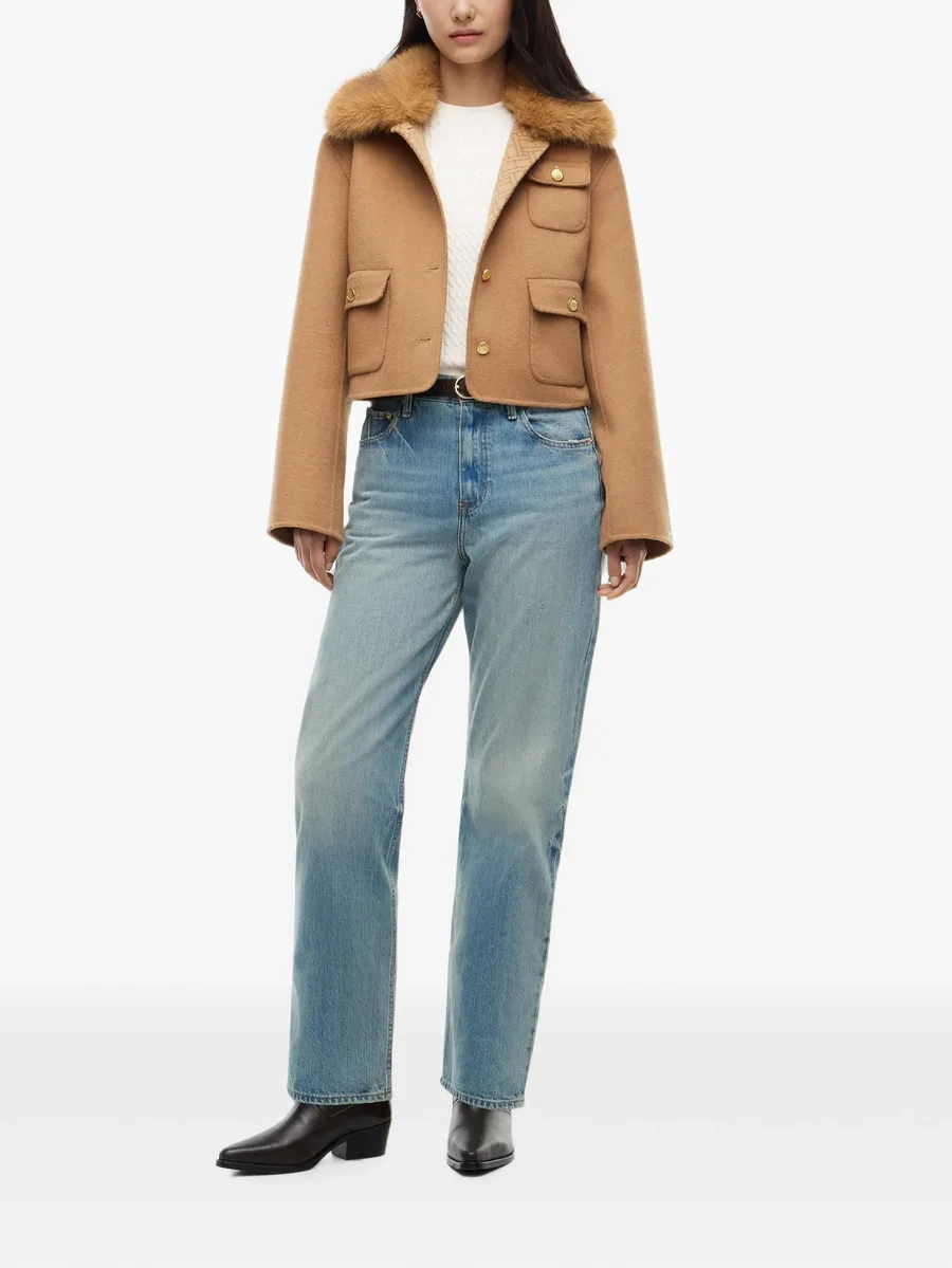 faux-fur collar pocket-detail jacket 2