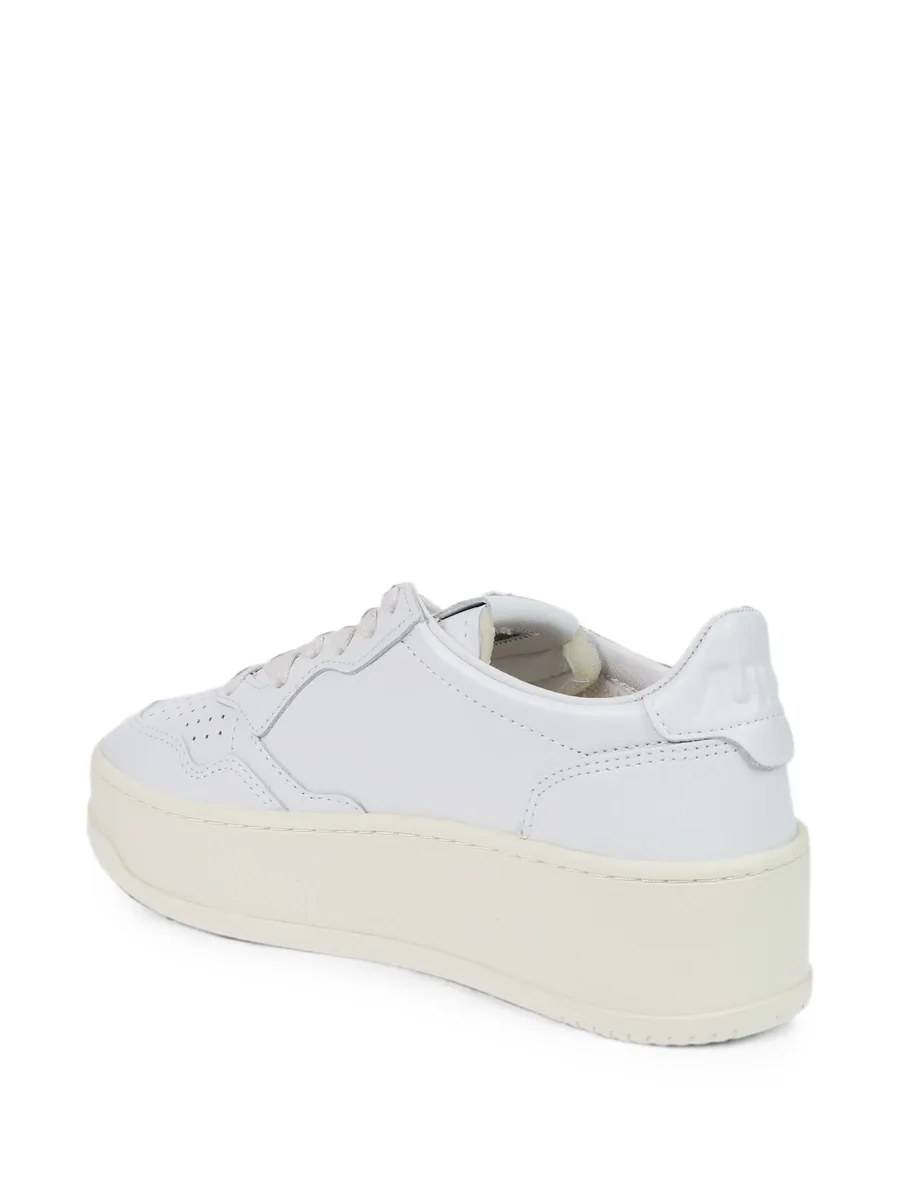 Medalist platform sneakers in white leather 3