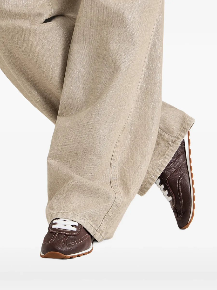 grained soft leather runners with shiny loops 9