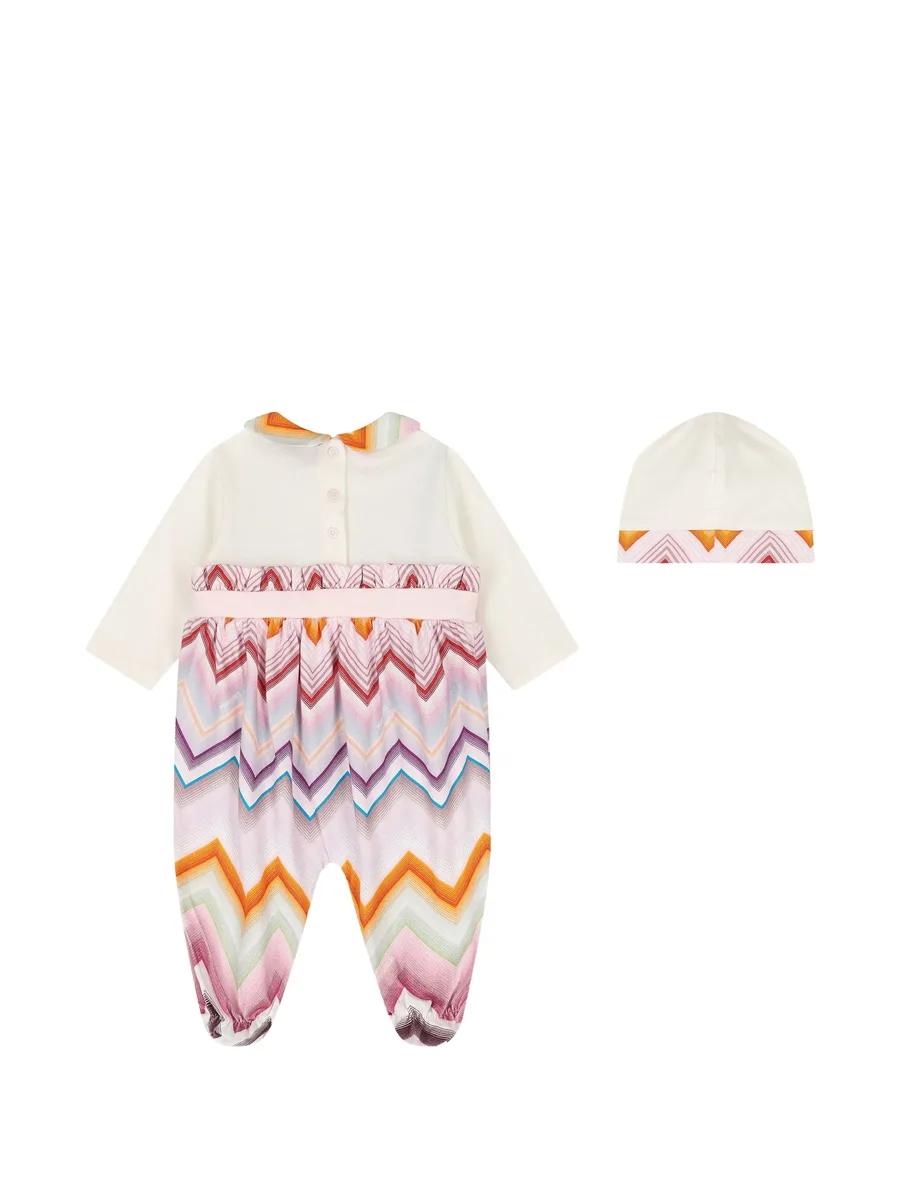 zigzag-print bow-detail babygrow set (set of two) 2
