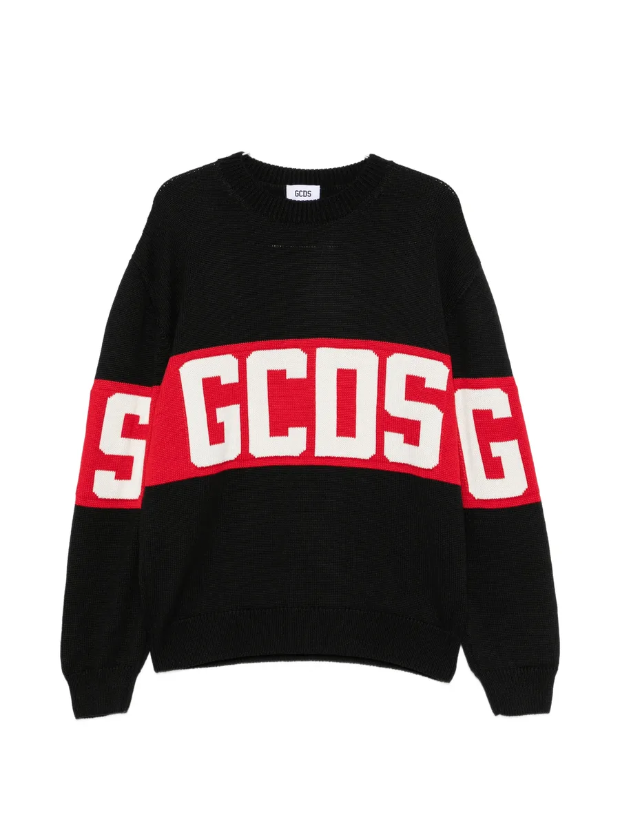 logo-intarsia knitted sweater 1