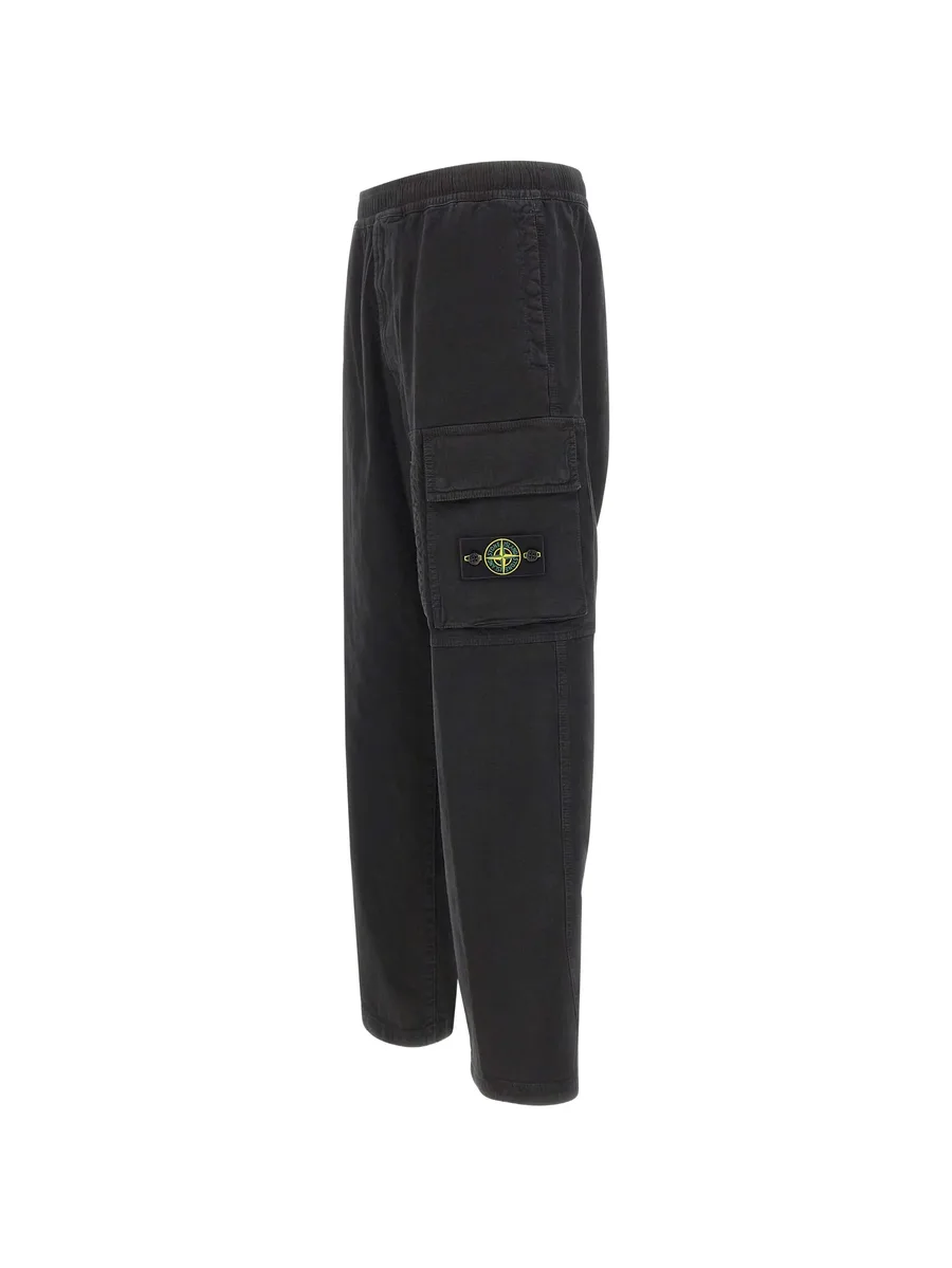 3100036 stretch-organic-broken-twill-cotton old-effect loose-fit- joggers with drawstring cuffs 3