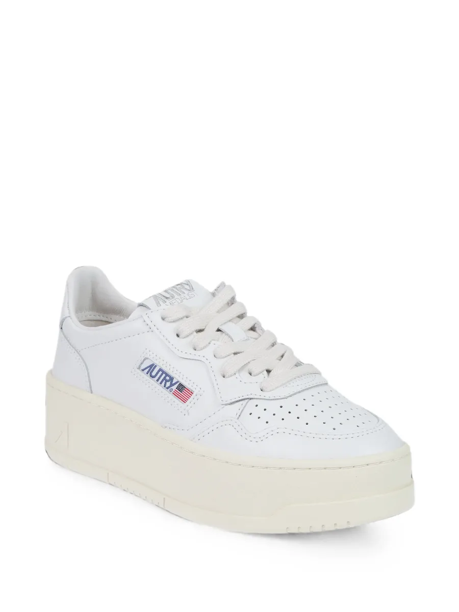 Medalist platform sneakers in white leather 2