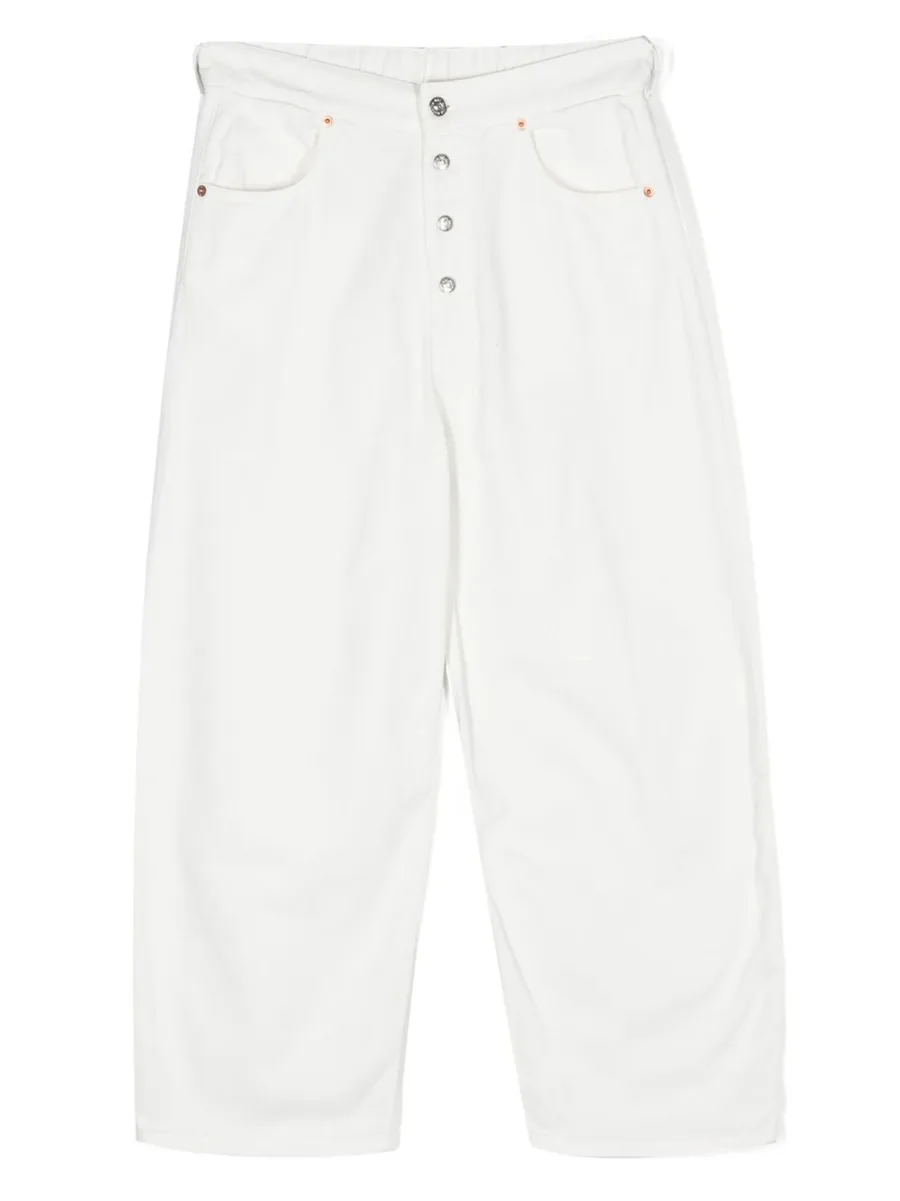 exposed-buttons straight leg jeans 1