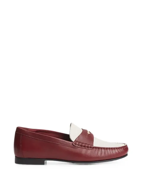 logo-plaque two-tone leather loafers