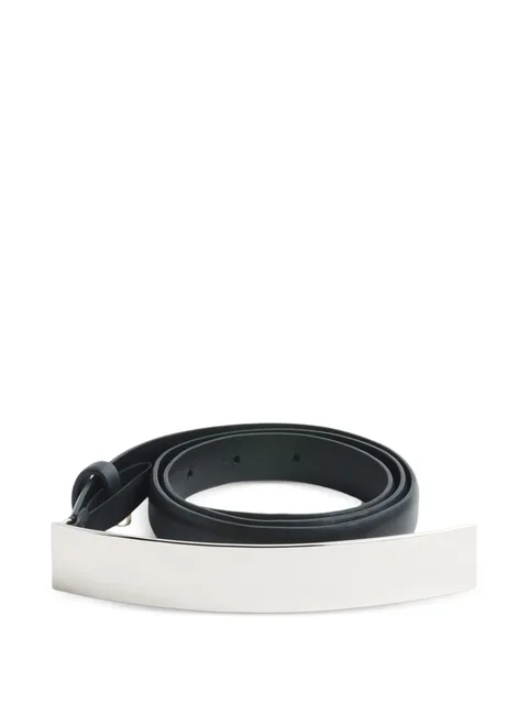silver arched rectangle buckle belt