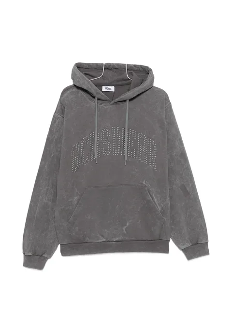 stud-embellished washed-effect hoodie