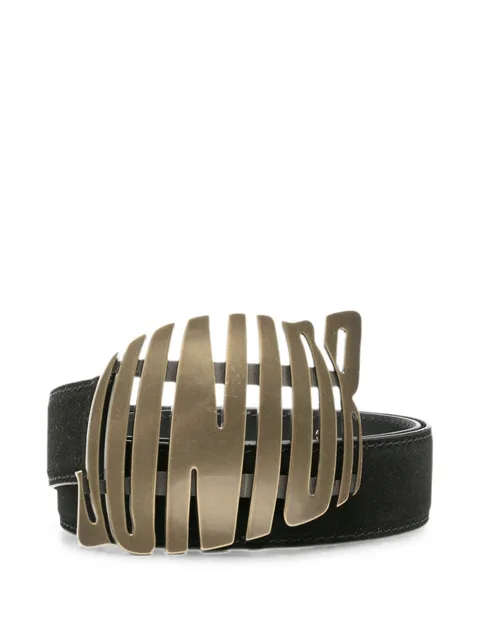 logo-buckle suede belt