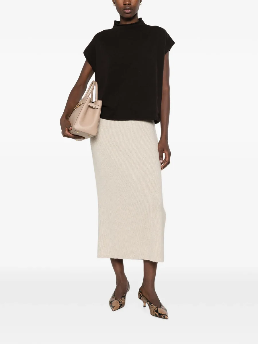 ribbed-knit side-slit midi skirt 2