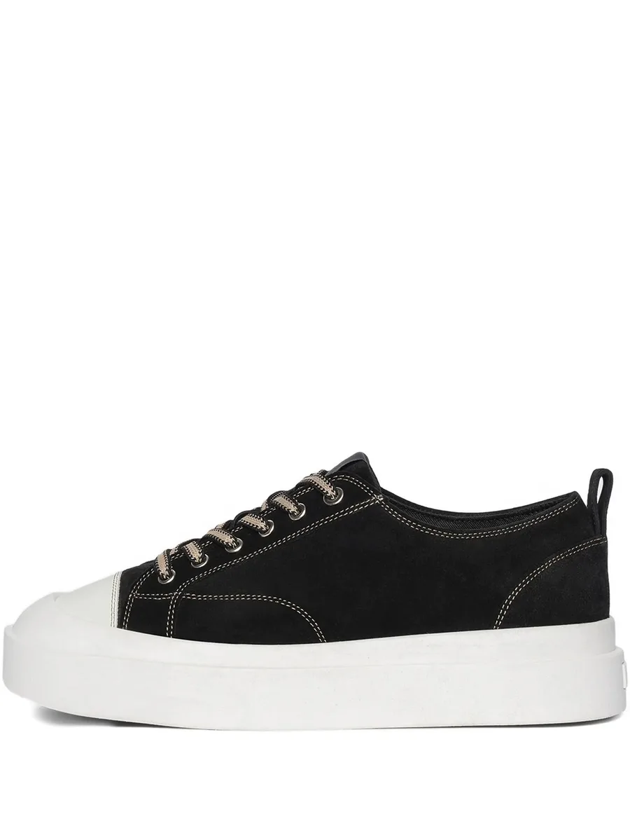 vienna - suede contrast stitch sneakers - beige 2