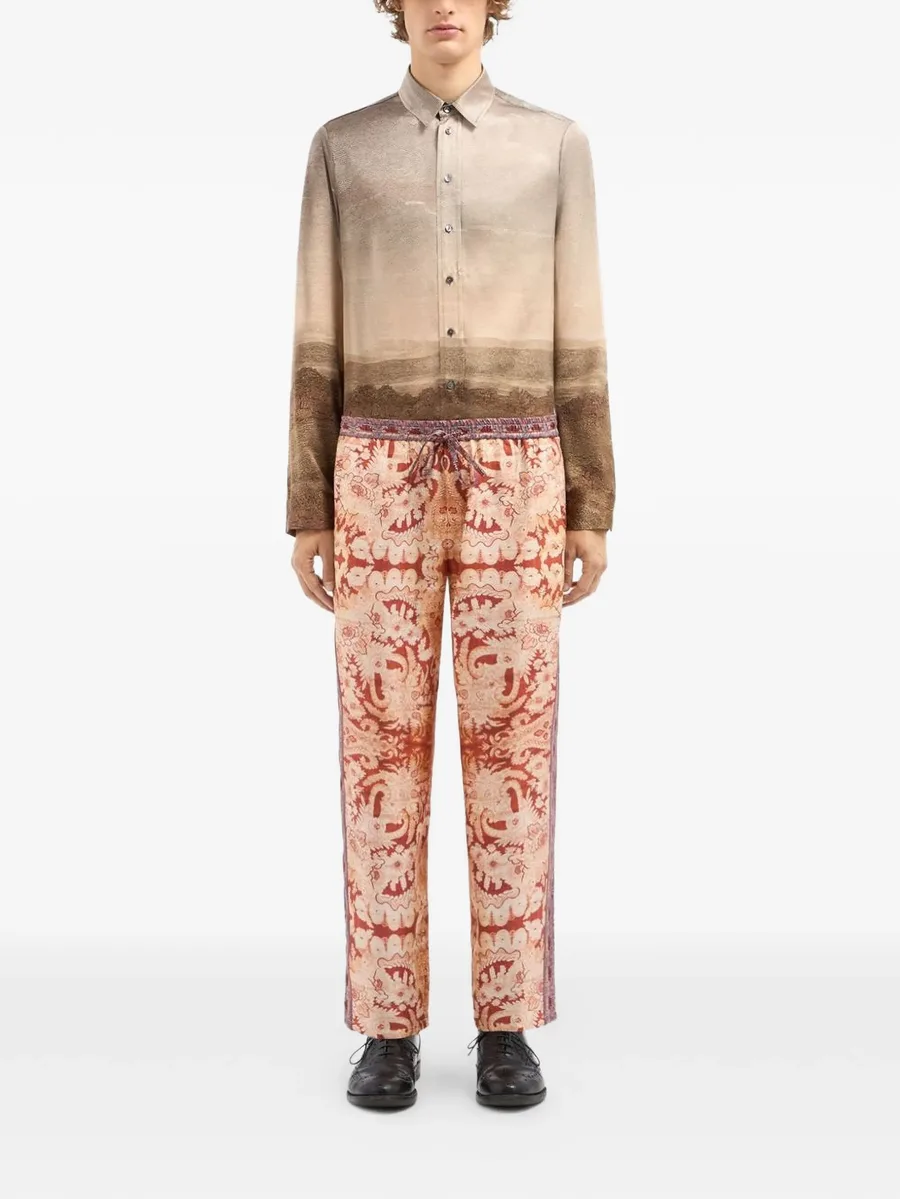 tapestry-print silk trousers 3