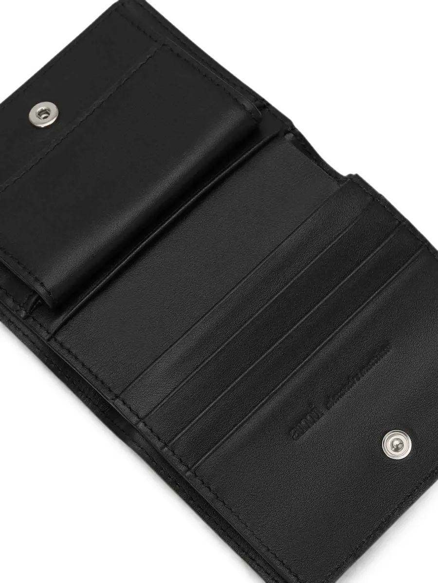 black cowhide leather bifold wallet with Ami de Coeur 2