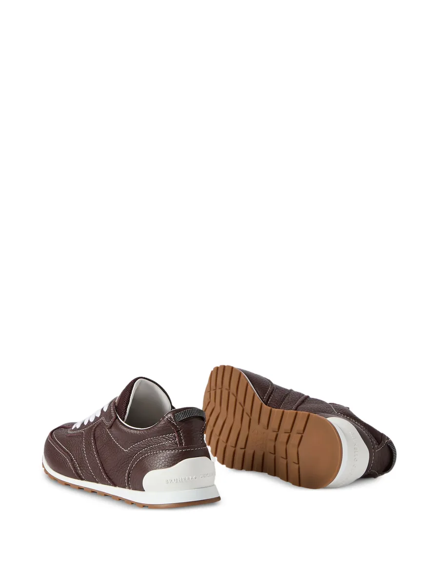 grained soft leather runners with shiny loops 8