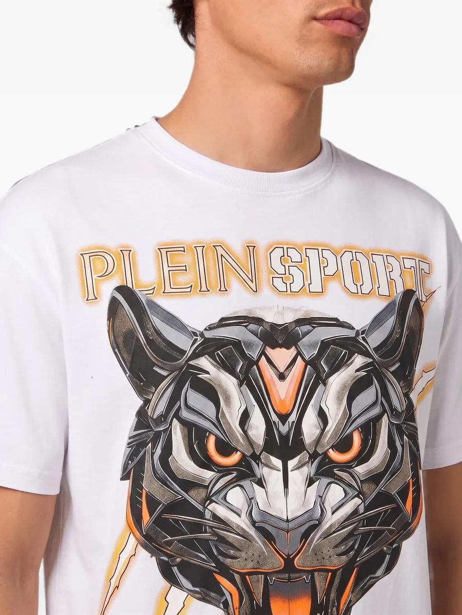 tiger-print logo-print t-shirt 5