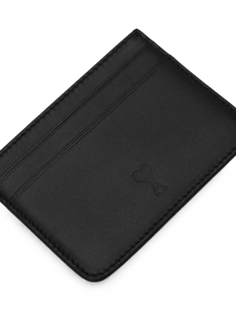 black cowhide leather card holder with Ami de Coeur 3